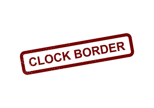 Red clock border stamp with text illustration