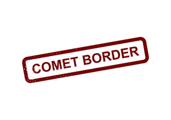 Red rectangular stamp with comet border text illustration © MdYasin