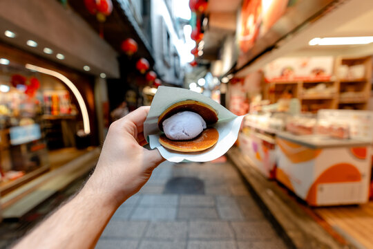 Taro dorayaki at Jiufen Old Street in Taiwan