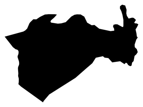 A contour map of Jerusalem. Israeli district silhouette