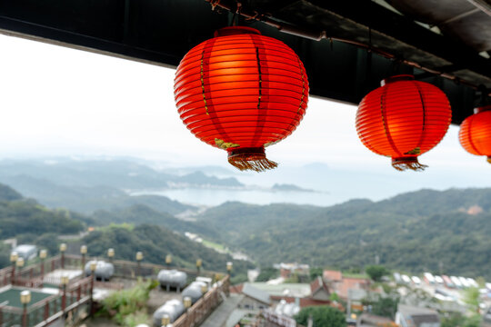 Red lanterns at A-Mei Teahouse in Jiufen, Taiwan