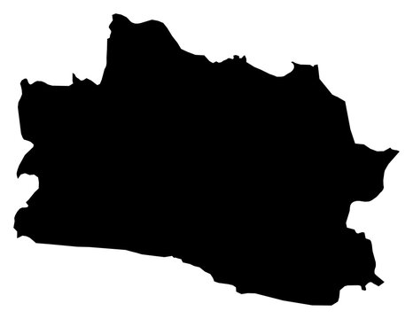 A contour map of West Java. Indonesian province silhouette
