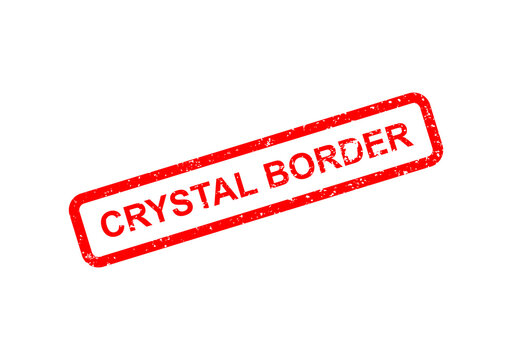 Red crystal border stamp with text label illustration