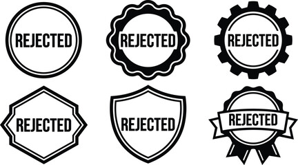 Fototapeta premium Black and white rejected stamps round shield badge ribbon vector art