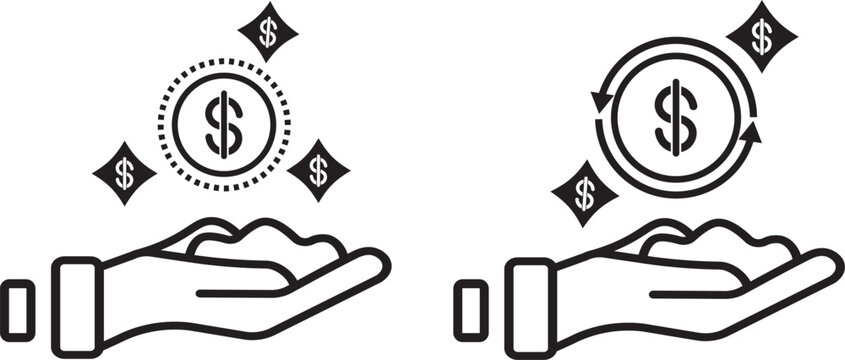 banking payment application template containing a money in hand icon