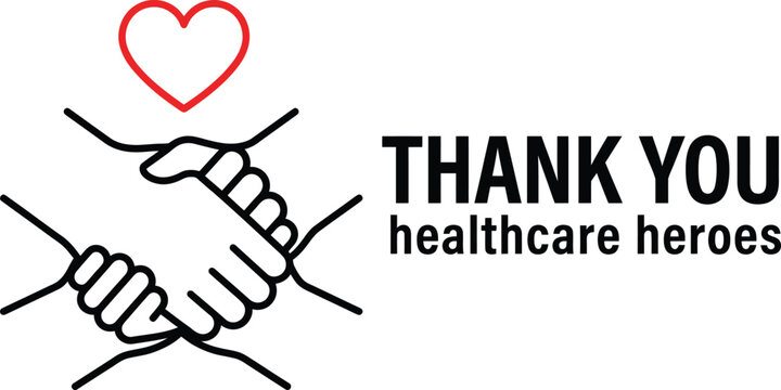 Healthcare heroes appreciation hands joining with a heart symbol