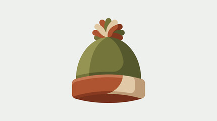 Colorful knitted winter hat with pom pom. © Dasim