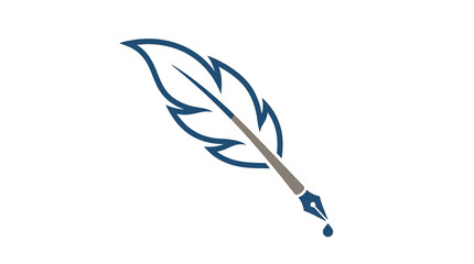 Blue feather pen writing instrument. © Kamis
