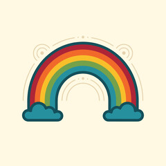 Obraz premium Colorful Rainbow with Blue Clouds.