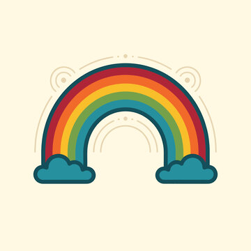 Colorful Rainbow with Blue Clouds.