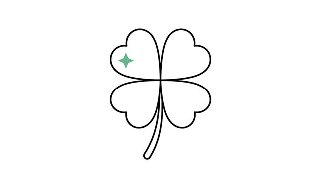 Lucky Four Leaf Clover Icon Symbol.
