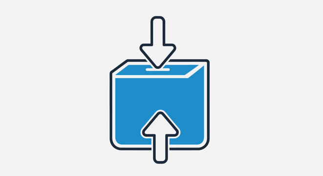 A blue box icon with arrows pointing inward to represent data compression