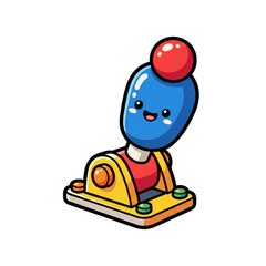 Fototapeta premium Kawaii Joystick Character: A charmingly cute joystick character with a smiling face and big blue eyes, ready for an exciting gaming adventure.