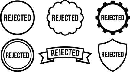 Obraz premium Black and white rejected text stamps in varied shapes vector art