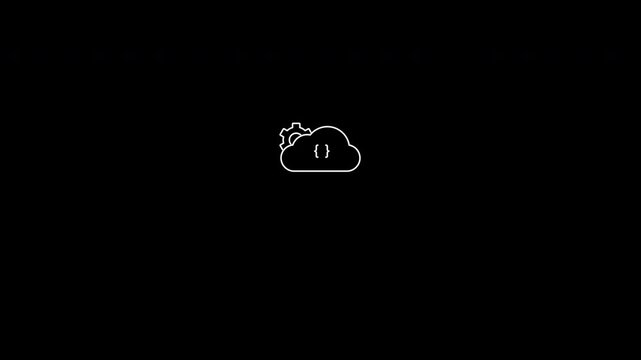 API Authentication, API Cloud - Loopable - White Fill with 75% Transparent Black Stroke - Minimal Flat Design Motion Graphics Clip, Transparent Background