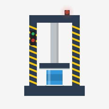 Industrial hydraulic press machinery animation for manufacturing and engineering production