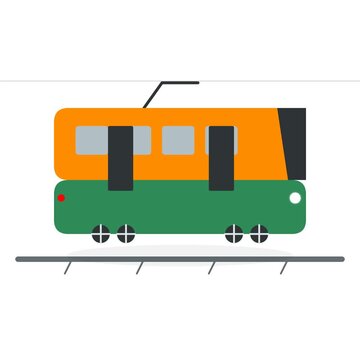 Modern urban rail transit vector animation showcasing colorful commuter train on tracks