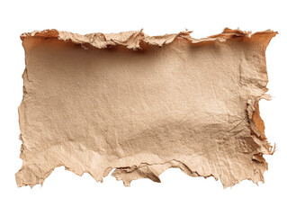 Fototapeta premium Torn brown textured paper with rough edges isolated on transparent background
