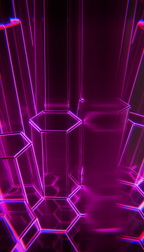 Abstract pink hexagonal 3D render