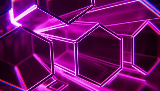 Abstract render of glowing pink hexagons