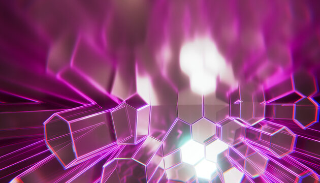 Pink abstract hexagonal digital render background