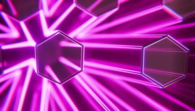 Futuristic hexagon render in vibrant pink design
