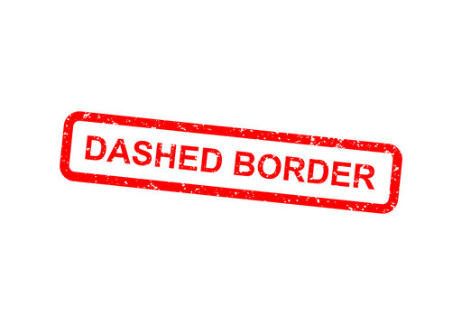 Red dashed border stamp with dashed border text illustration