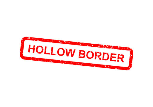 Red hollow border stamp with bold text illustration