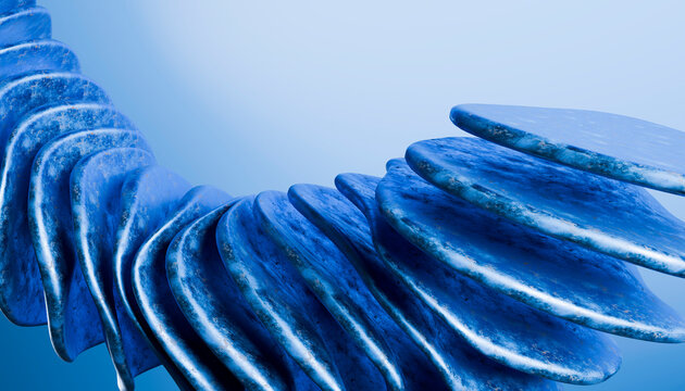 Abstract blue geometric shapes in a flowing design
