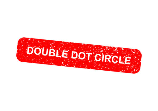 Red double dot circle stamp badge with bold text illustration