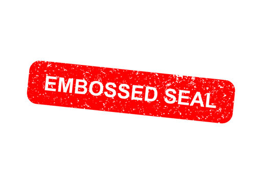Red embossed seal stamp with embossed text illustration