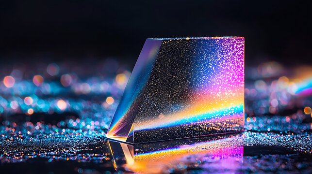 Prismatic light refraction on dark surface