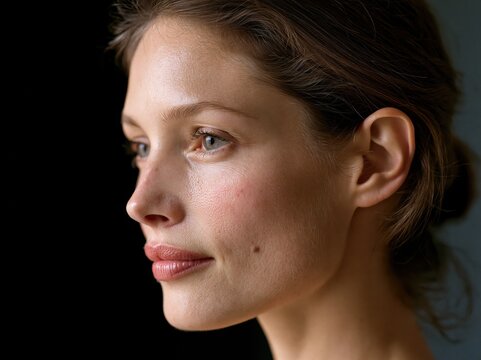 Beautiful woman brunette beauty close-up portrait on a studio environment 
