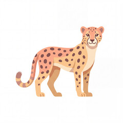 Fototapeta premium Cheetah Illustration: A stylized illustration of a cheetah, showcasing its distinctive spotted coat and athletic build. A perfect graphic for themes of speed, wildlife, and savanna animals.