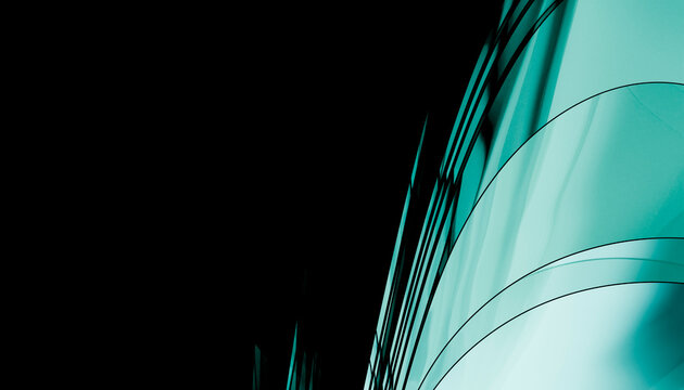 Greenish crystal render with abstract glass curve background
