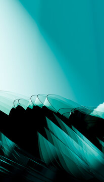 Abstract greenish crystal render with layered glass shards