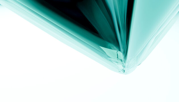 Greenish crystal render with sharp facets on white background