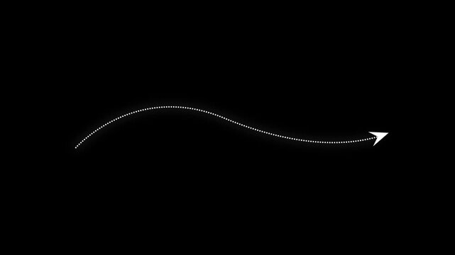 Animated dotted loop path and moving arrow line on dark and light backgrounds, minimalist motion design element for infographics, maps, and travel concepts."
