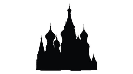 Saint Basil s Cathedral Silhouette Against White Background © EY