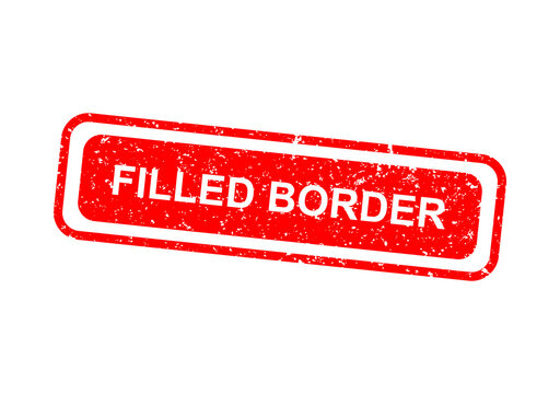 Red filled border stamp with text illustration