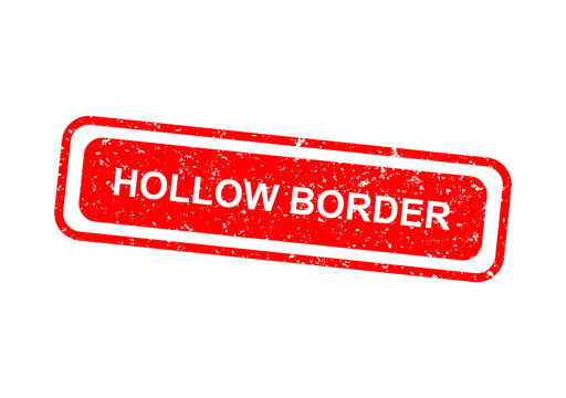 Red hollow border stamp with text saying hollow border illustration