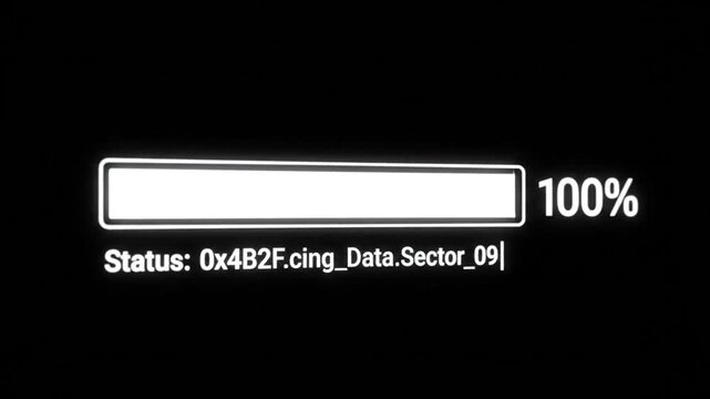 Digital loading bar showing 65 percent progress with status message