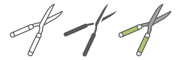 Fototapeta premium Secateurs line icon, equipment and garden, scissors sign, vector graphics, a linear pattern on a white background.