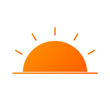 Minimal Sunset Icon. Modern Geometric Sun Logo Graphic. Vector Illustration