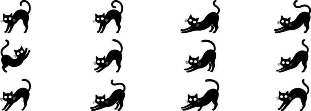 Halloween day cat heart icons vector graphics for spooky season designs