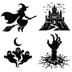 Fototapeta premium Zombie Hand Rising from Grave Halloween Silhouette SVG