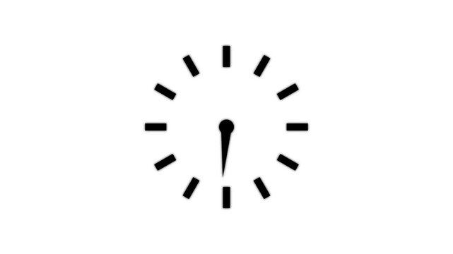 Clock icon animation. analog clock timer circle animated. Clock icon flat style 24 hours day fast speed with moving timer clock rotation. Clock icon vector animation with clock face 4k