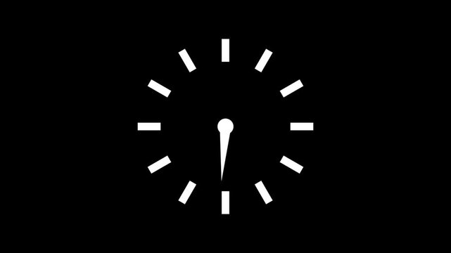 Clock icon animation. analog clock timer circle animated. Clock icon flat style 24 hours day fast speed with moving timer clock rotation. Clock icon vector animation with clock face 4k