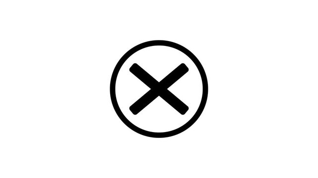 Seamlessly looping animated X symbol, an ideal motion graphic for a cancel, close, or delete button in applications and interfaces.