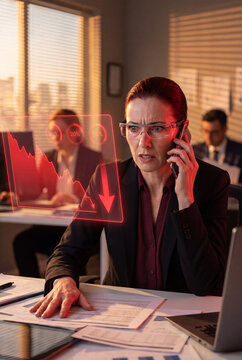 Financial crisis alert disrupting executive decision making during market selloff